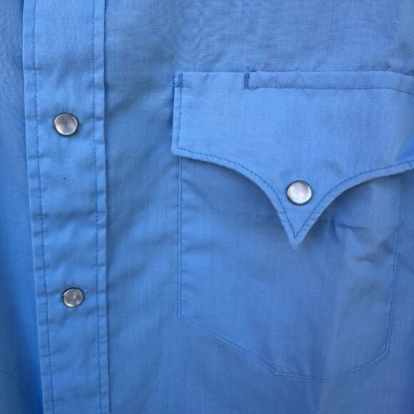 Vintage Miller Miller Miller Western Pearl Snap Button Down Blue Shirt Size 15.5 - Picture 7 of 11